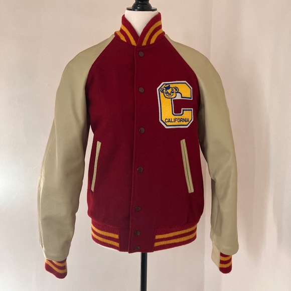 Vintage Leather and Wool Varsity Jacket - Picture 1 of 16